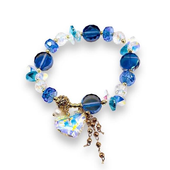 Blue Swarovski Beaded Bracelet - Picture 3 of 9